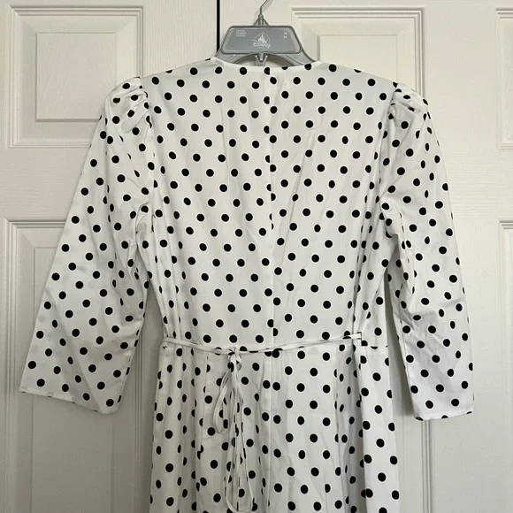 NEW Reformation Hilltop Midi Wrap Dress w/ Sleeves Polka Dot Malta Size S - Picture 14 of 14